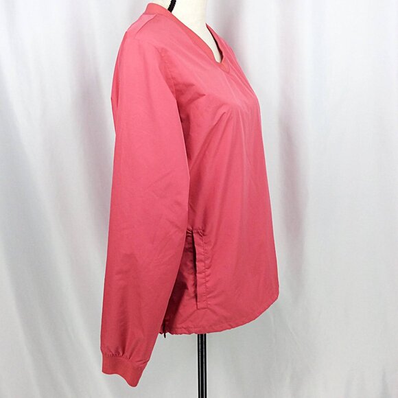 Cabelas Pullover Windbreaker Shirt Jacket Womens Size XL Pink V-Neck Pockets - Picture 2 of 10